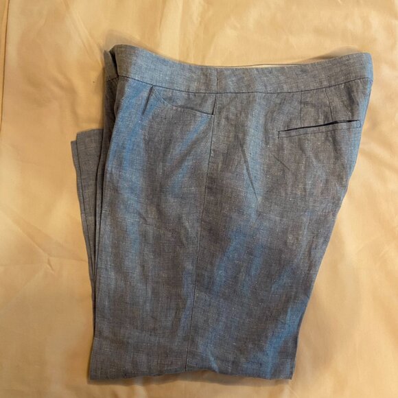 Talbots Women Blue Chambray Linen Pants Cropped Lightweight Size 10 - Picture 4 of 7